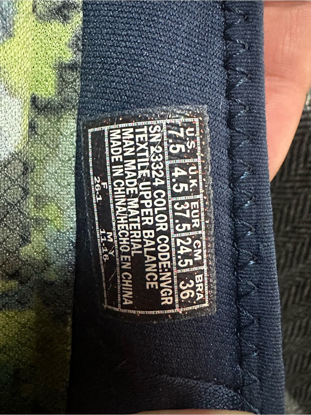 Skechers Navy and Mint Green Slip-On Memory Foam Flats - Picture 3 of 4